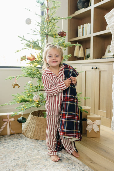 Red Stripes Collared Pajama Set