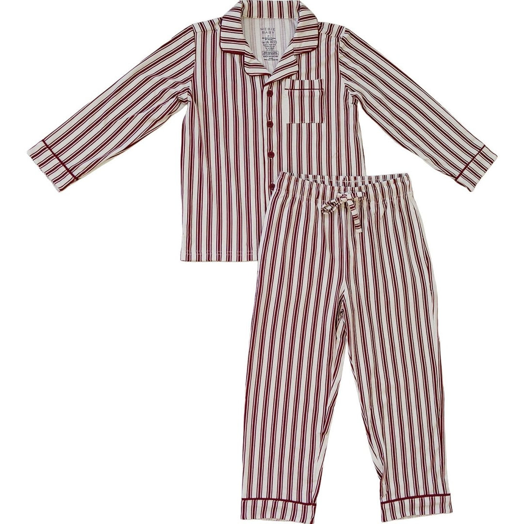 Red Stripes Collared Pajama Set