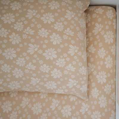 Retro Floral Twin Fitted Sheet & Standard Pillowcase Set