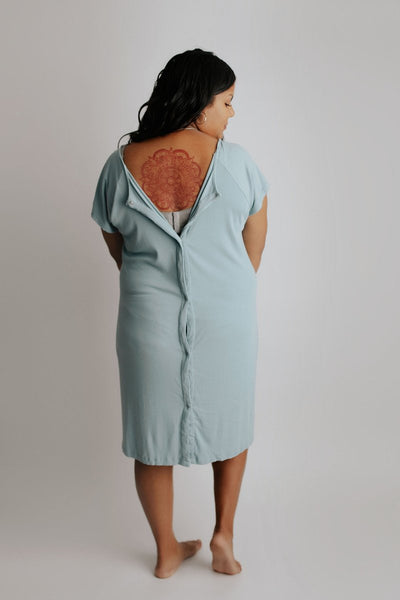 Ribbed Blue Bird Labor and Delivery Nursing Hospital Gown
