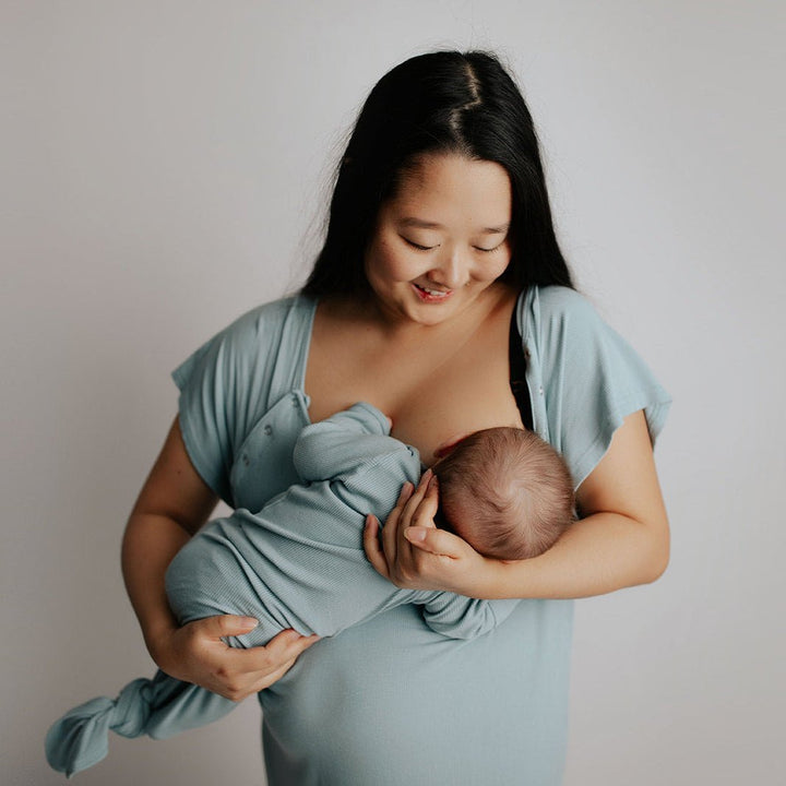 Ribbed Blue Bird Labor and Delivery Nursing Hospital Gown