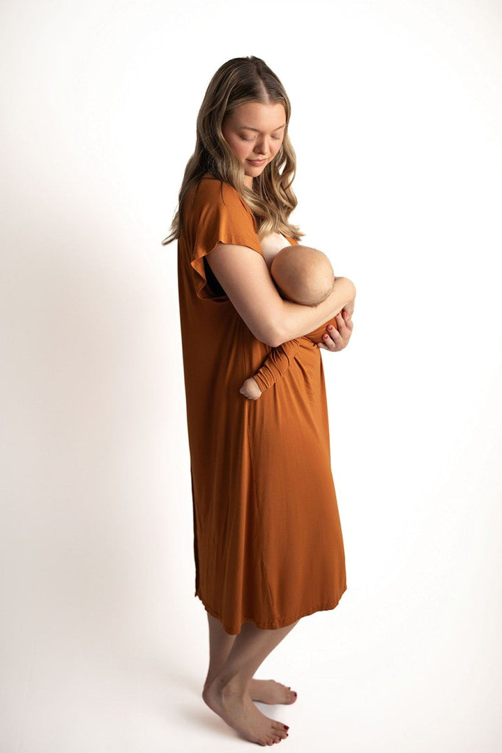 Saddle Tan Mommy Labor and Delivery Nursing Hospital Gown