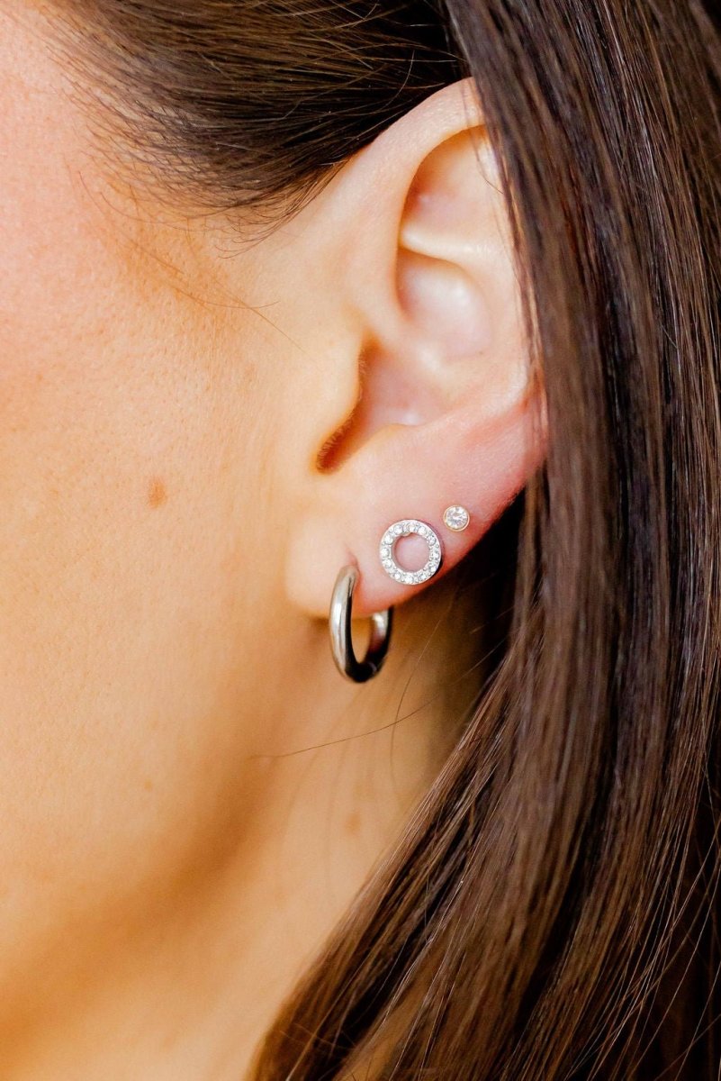 Screwback Stud Earrings - Micro Cooper Clear Gold