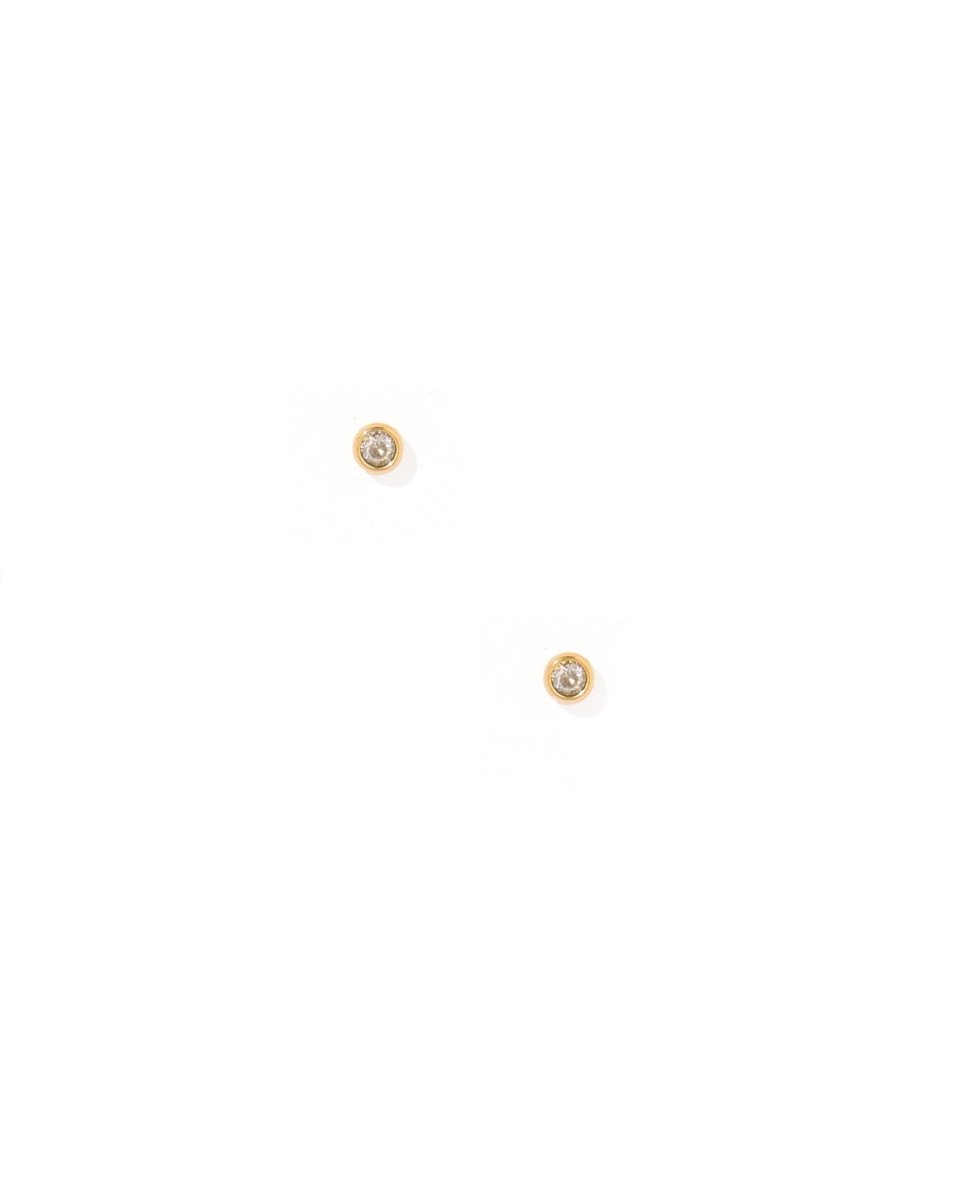 Screwback Stud Earrings - Micro Cooper Clear Gold