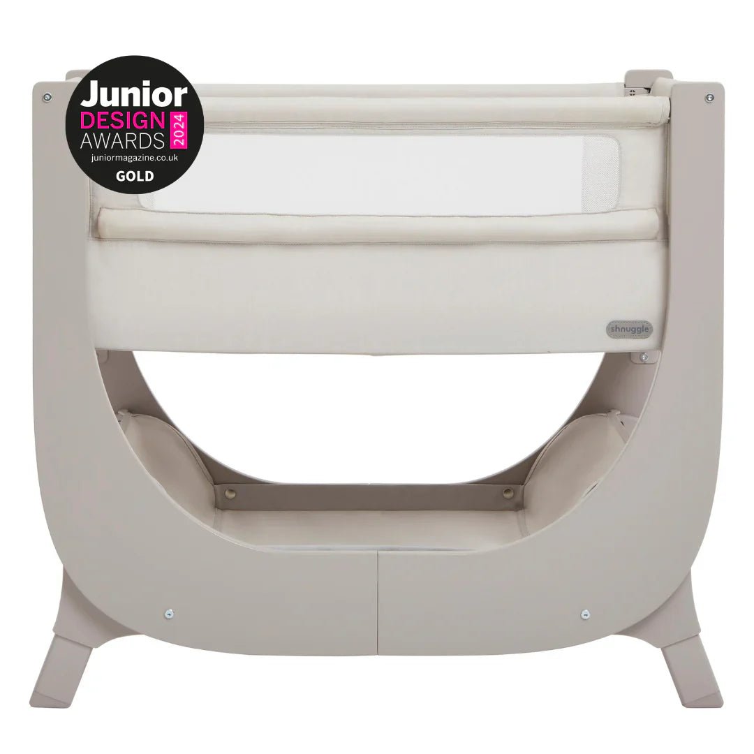 Shnuggle Air Lite Bedside Bassinet | Infant Crib | Height Adjustable Baby Bed with Mattress + 1 Waterproof + 2 White Sheets