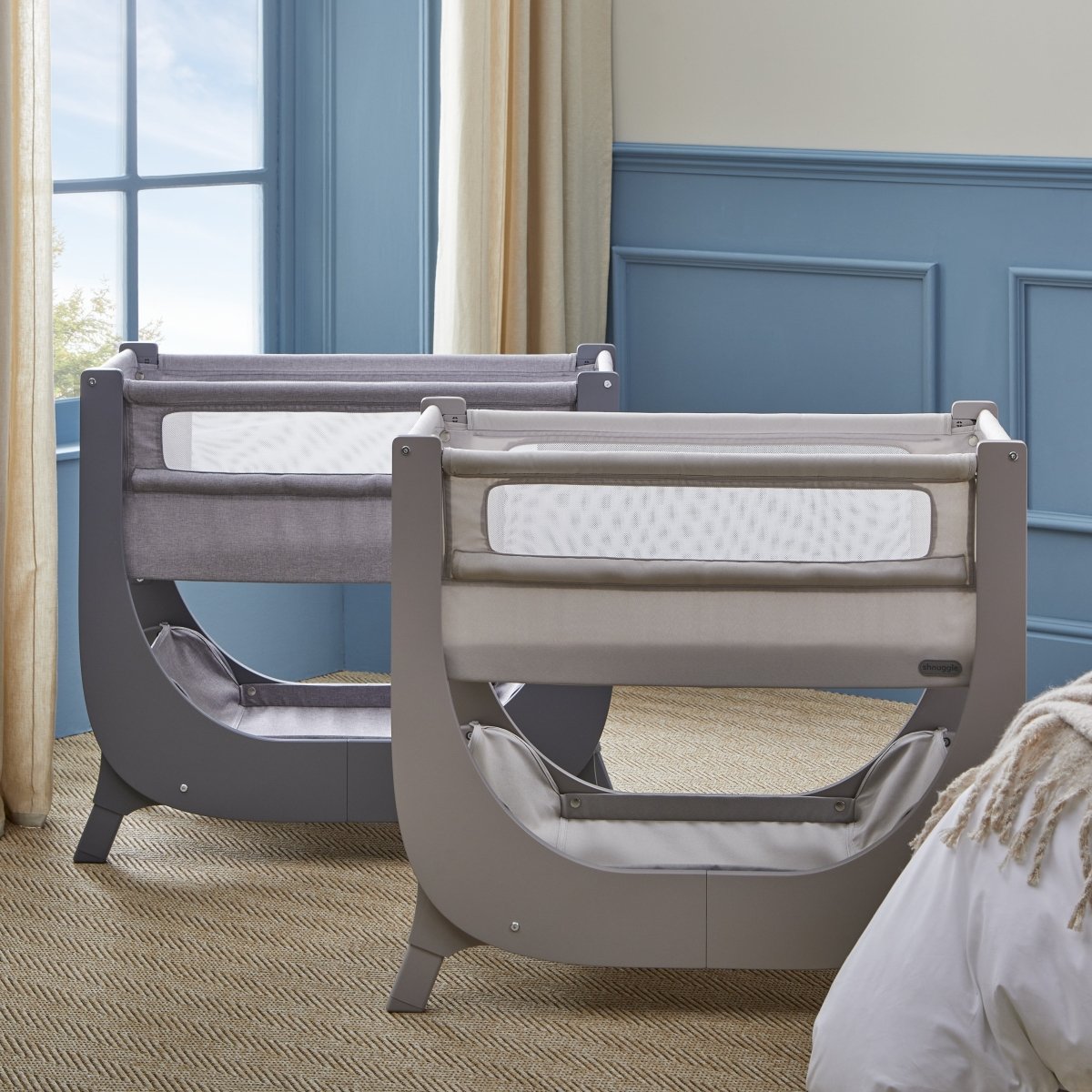 Shnuggle Air Lite Bedside Bassinet | Infant Crib | Height Adjustable Baby Bed with Mattress