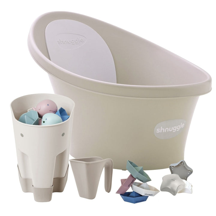 Shnuggle Newborn Bundle: Baby Bath &amp; Accessories Bundle - 5-Piece Set | Cozy Support, Easy Cleanup &amp; Sensory Fun