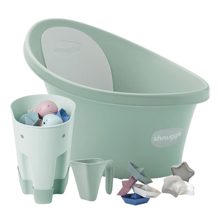 Shnuggle Newborn Bundle: Baby Bath &amp; Accessories Bundle - 5-Piece Set | Cozy Support, Easy Cleanup &amp; Sensory Fun