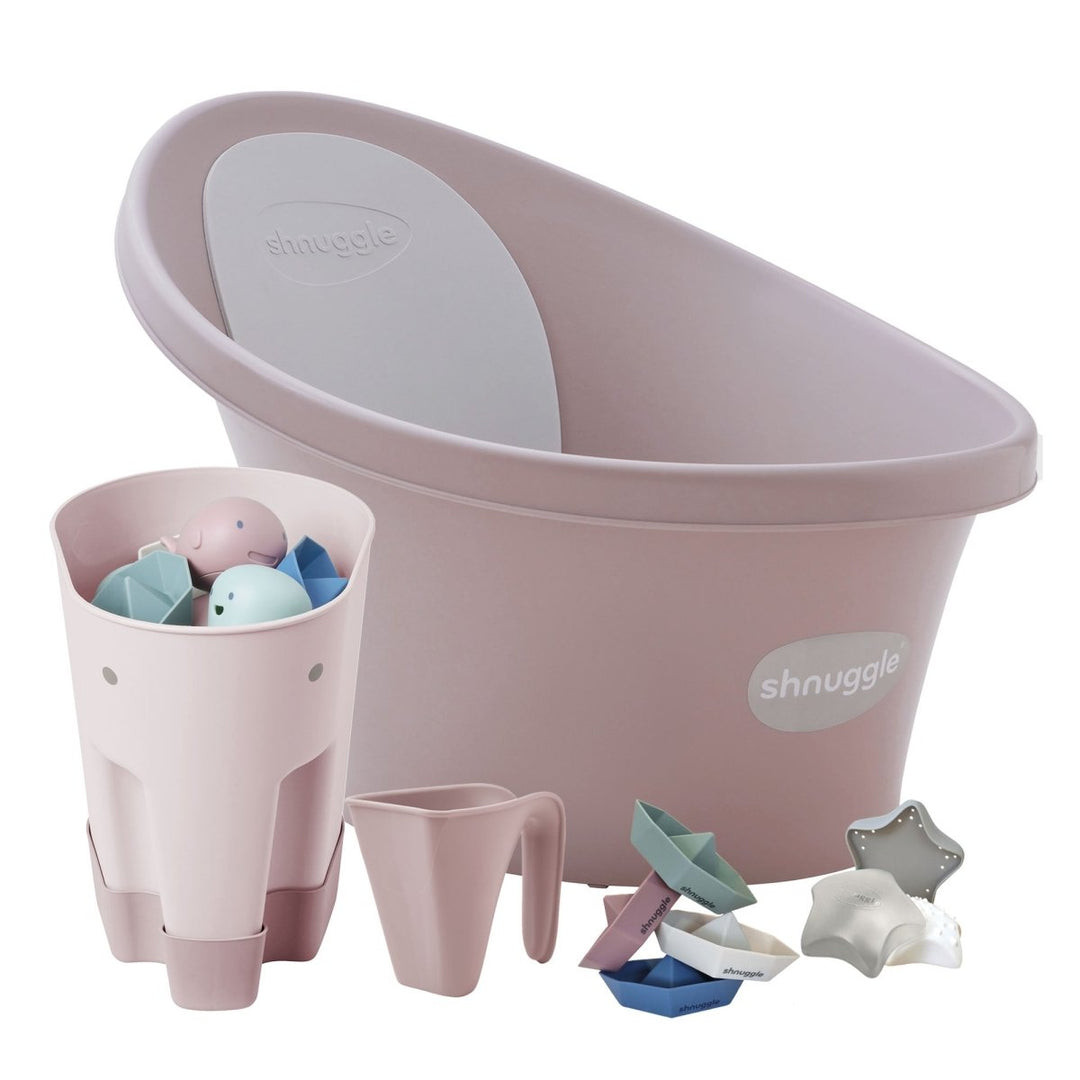 Shnuggle Newborn Bundle: Baby Bath &amp; Accessories Bundle - 5-Piece Set | Cozy Support, Easy Cleanup &amp; Sensory Fun