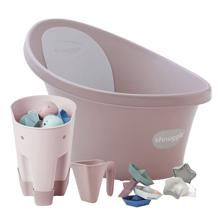 Shnuggle Newborn Bundle: Baby Bath &amp; Accessories Bundle - 5-Piece Set | Cozy Support, Easy Cleanup &amp; Sensory Fun