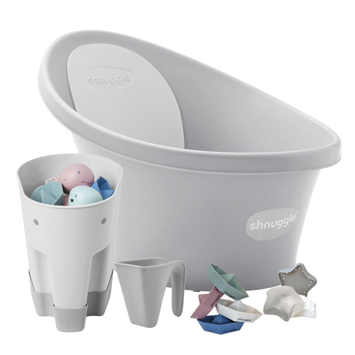 Shnuggle Newborn Bundle: Baby Bath &amp; Accessories Bundle - 5-Piece Set | Cozy Support, Easy Cleanup &amp; Sensory Fun