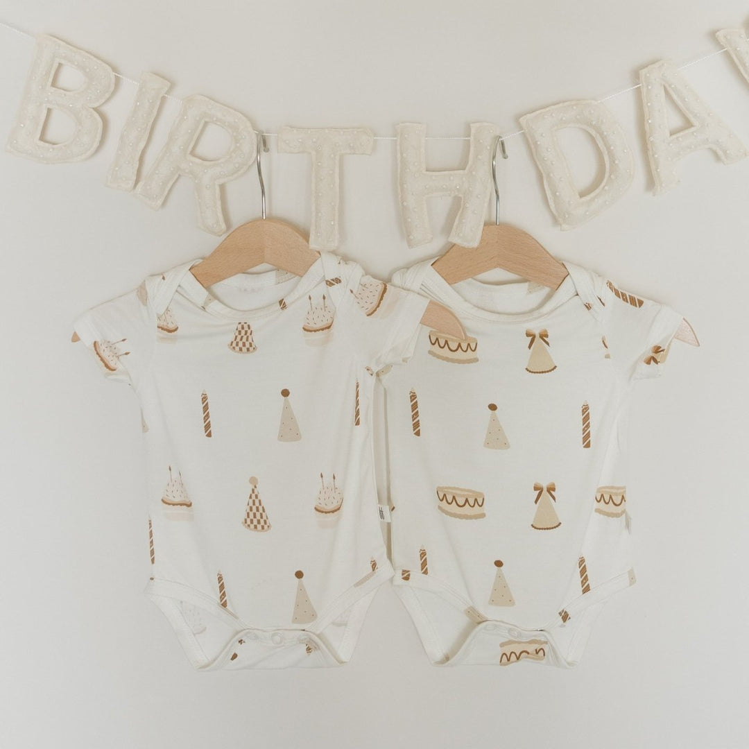 Short Sleeve Bamboo Snapsuit | Birthday Boy