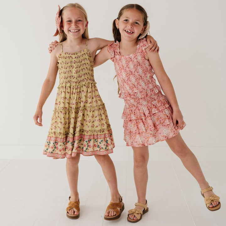 Smock Button Front Tiered Dress