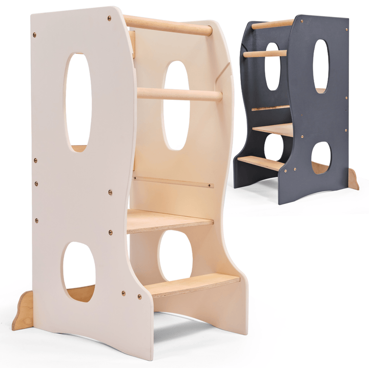 Stable Montessori Learning Tower: Wooden Growing Chair - Ivory