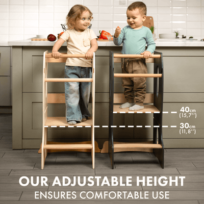 Stable Montessori Learning Tower: Wooden Growing Chair - Ivory