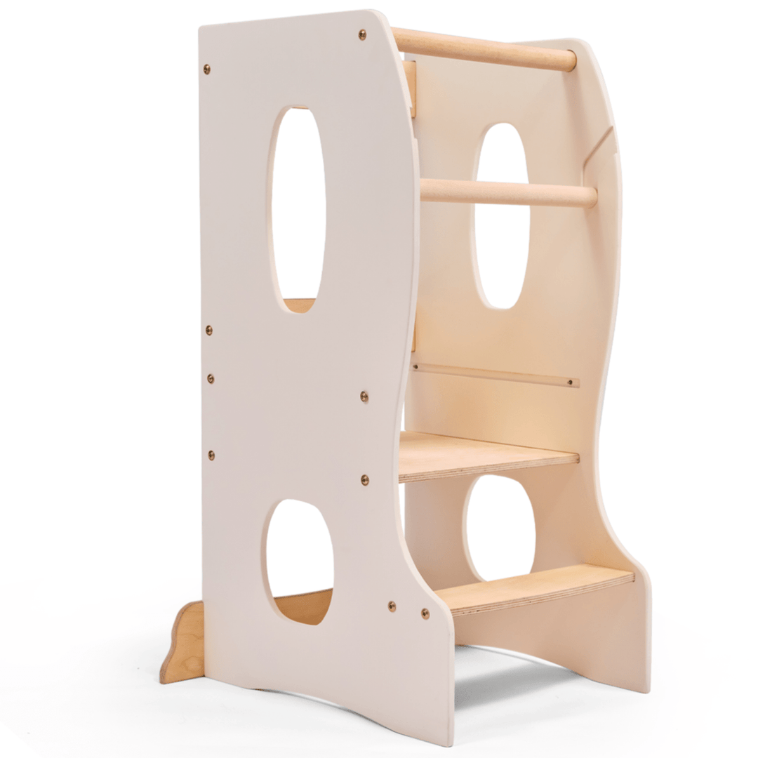 Stable Montessori Learning Tower: Wooden Growing Chair - Ivory