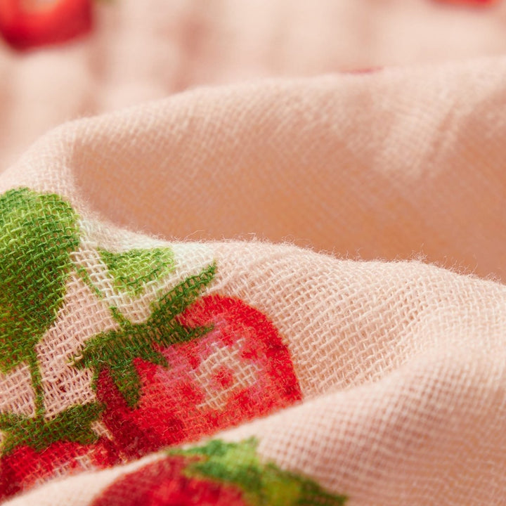 Strawberry print Organic Hooded Swaddle Blanket