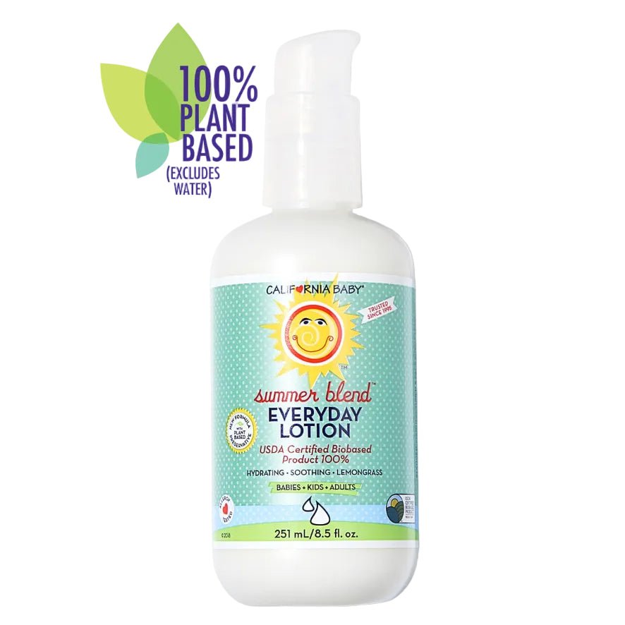 California Baby Everyday Lotion bottle with plant-based label on a white background