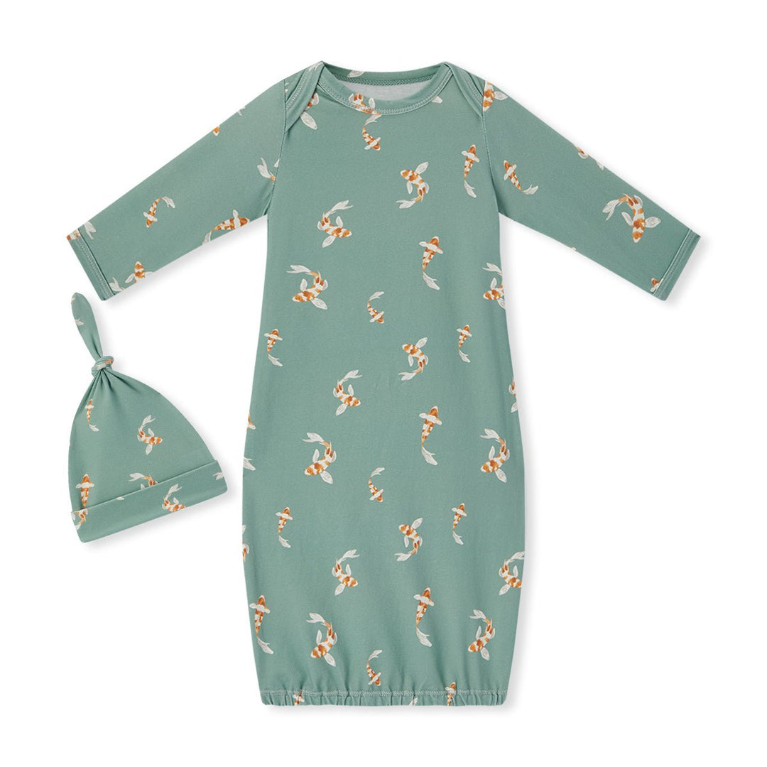 Swimming Koi Cotton Stretch Newborn Gown &amp; Hat Set