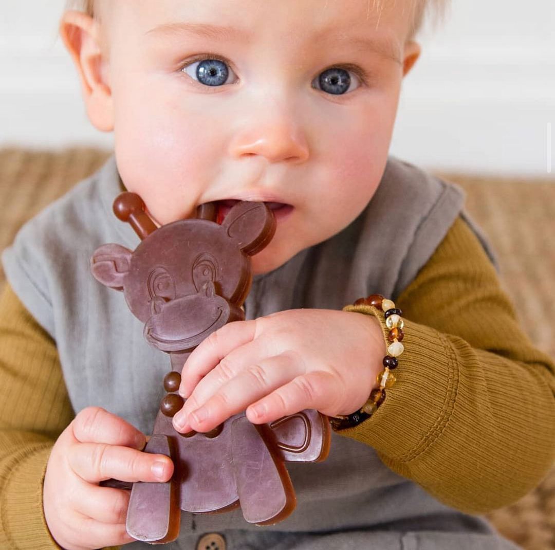 The Little Bamber - Natural Rubber &amp; Baltic Amber Teething Toy