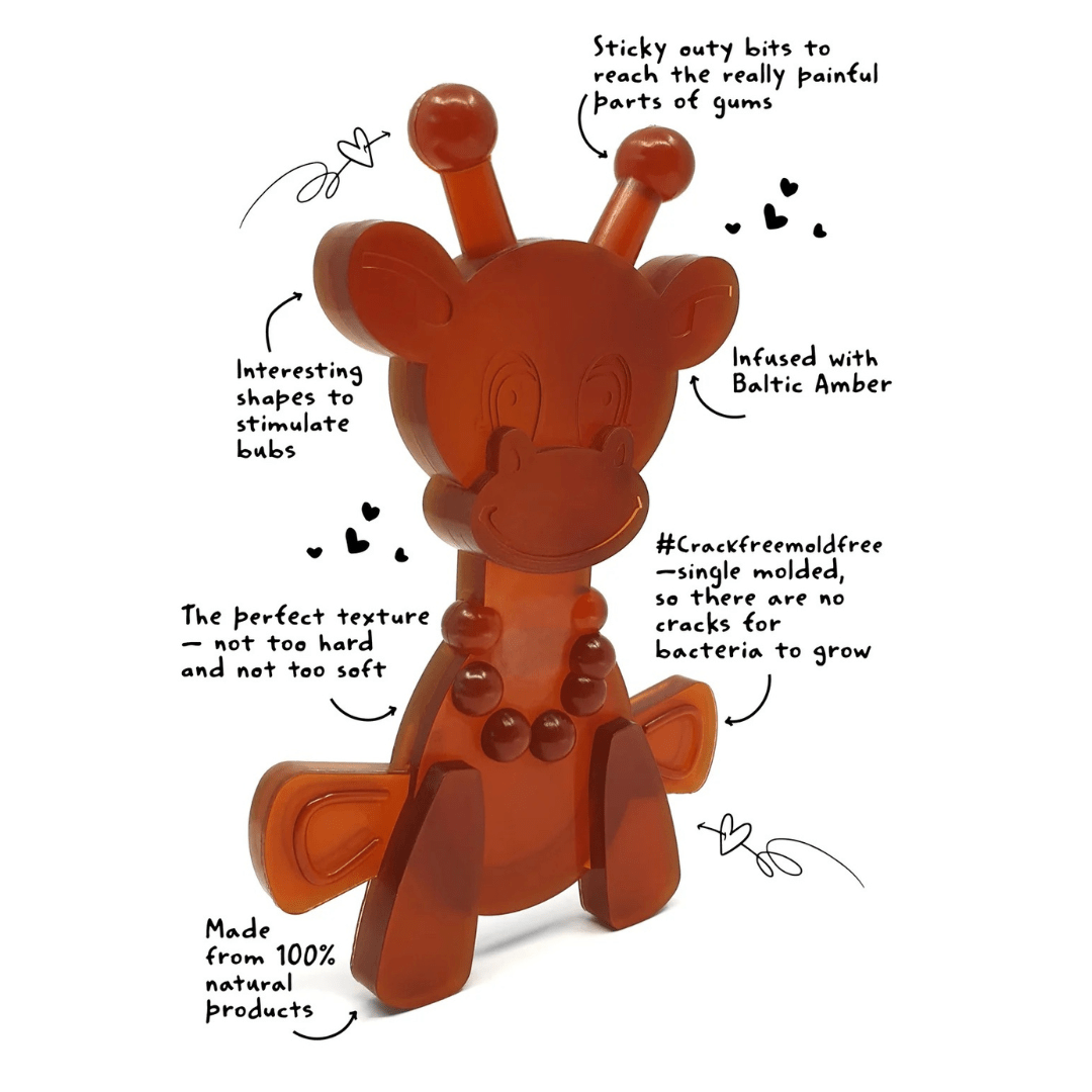The Little Bamber - Natural Rubber &amp; Baltic Amber Teething Toy