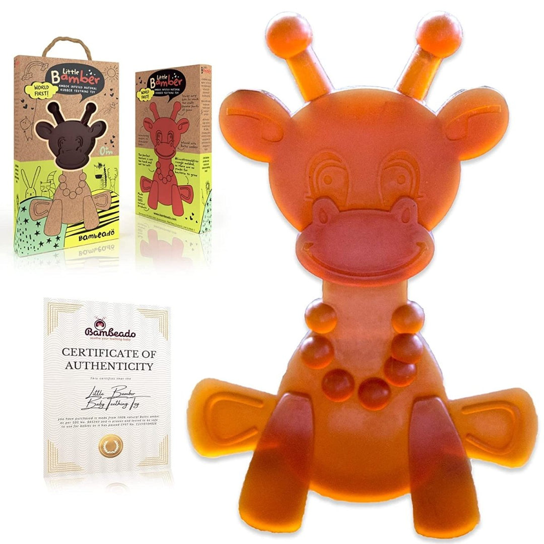 The Little Bamber - Natural Rubber &amp; Baltic Amber Teething Toy