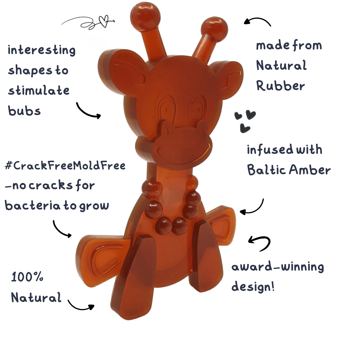 The Little Bamber - Natural Rubber &amp; Baltic Amber Teething Toy