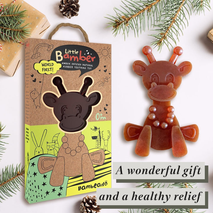 The Little Bamber - Natural Rubber &amp; Baltic Amber Teething Toy