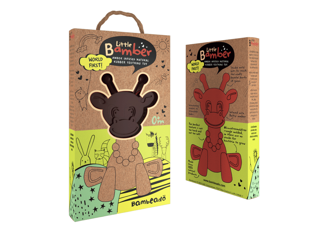 The Little Bamber - Natural Rubber &amp; Baltic Amber Teething Toy