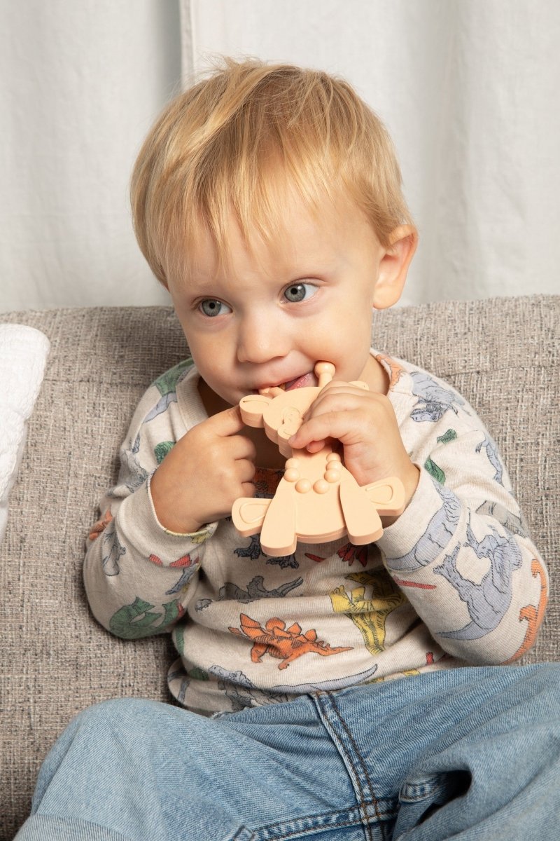 The Little Bamber - Pink - Natural Rubber &amp; Baltic Amber Teething Toy