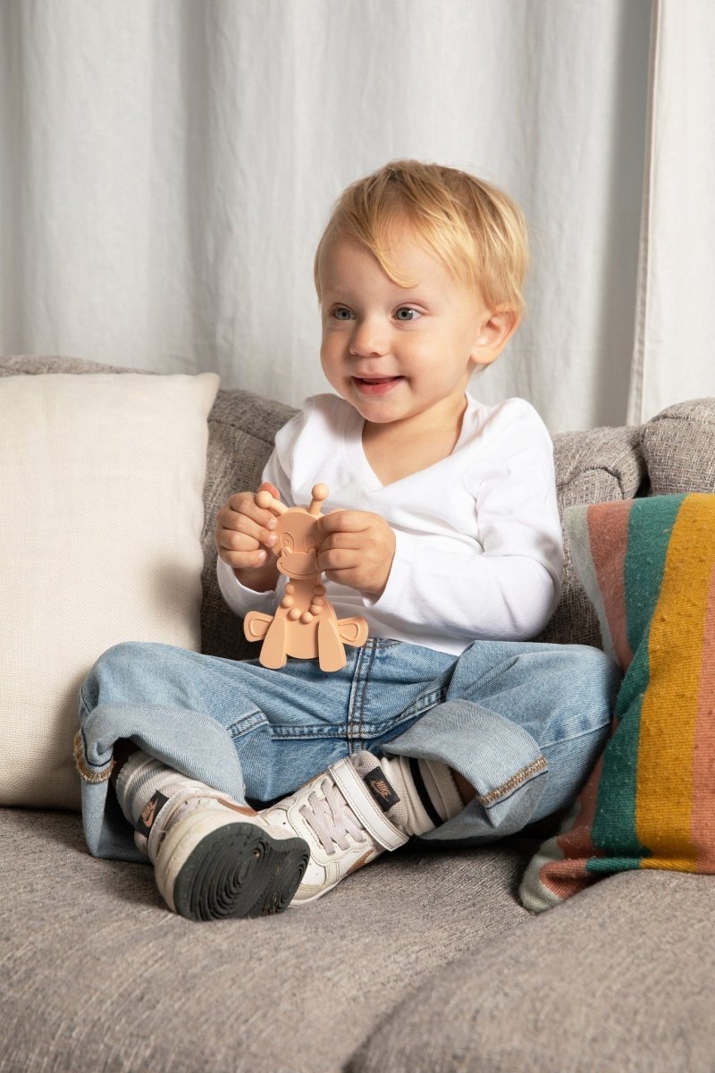 The Little Bamber - Pink - Natural Rubber &amp; Baltic Amber Teething Toy