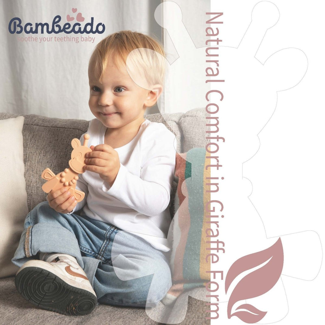 The Little Bamber - Pink - Natural Rubber &amp; Baltic Amber Teething Toy