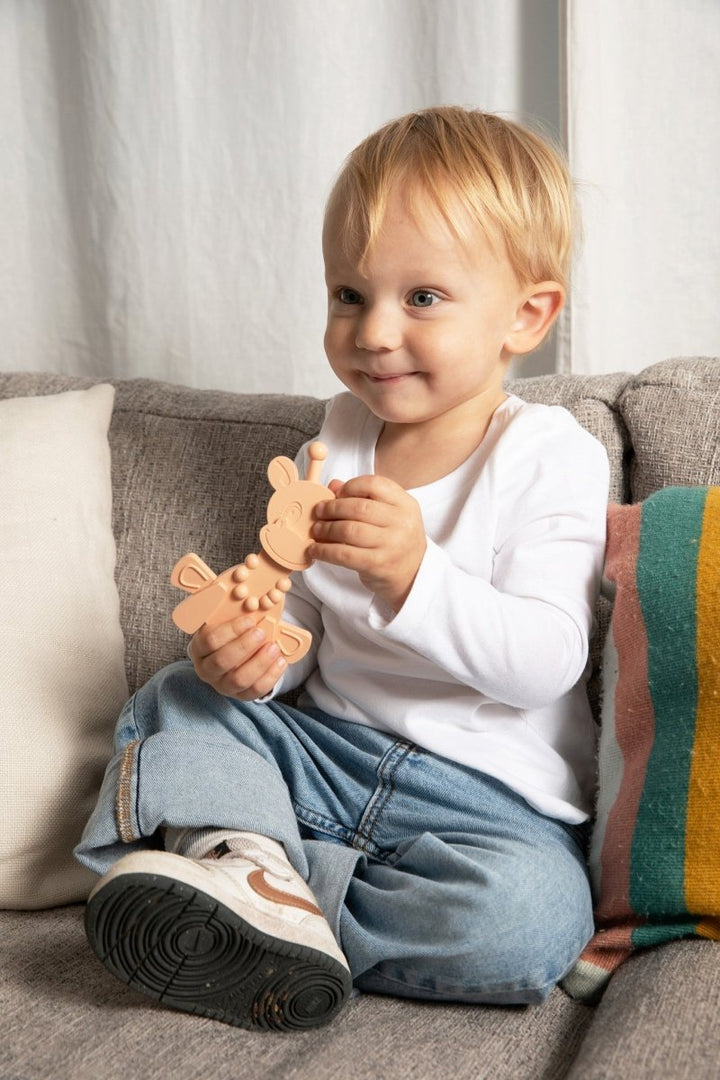The Little Bamber - Pink - Natural Rubber &amp; Baltic Amber Teething Toy
