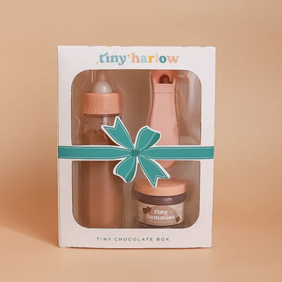 Tiny Tummies Puree and Milk Bottle set for doll - Chocolate