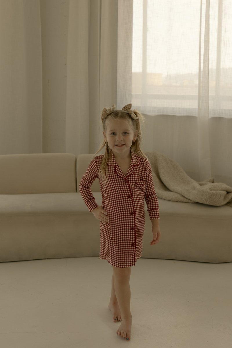 Toddler Bamboo Sleeping Dress - Red Gingham