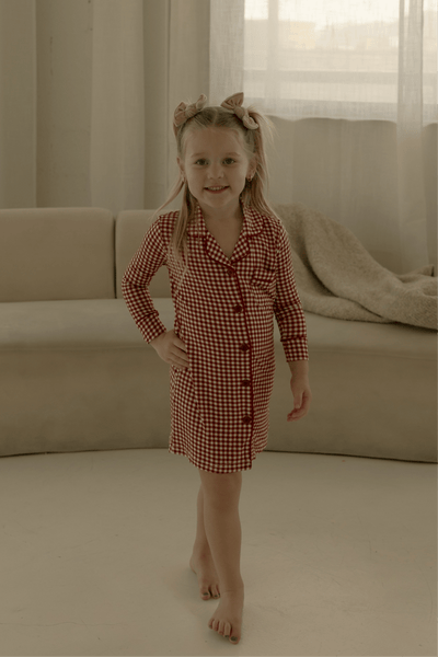 Toddler Bamboo Sleeping Dress - Red Gingham