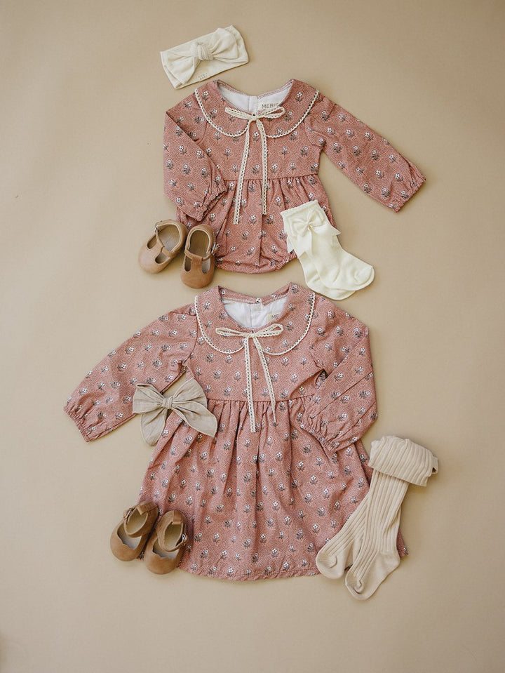 Vintage Pink Floral Bubble Romper