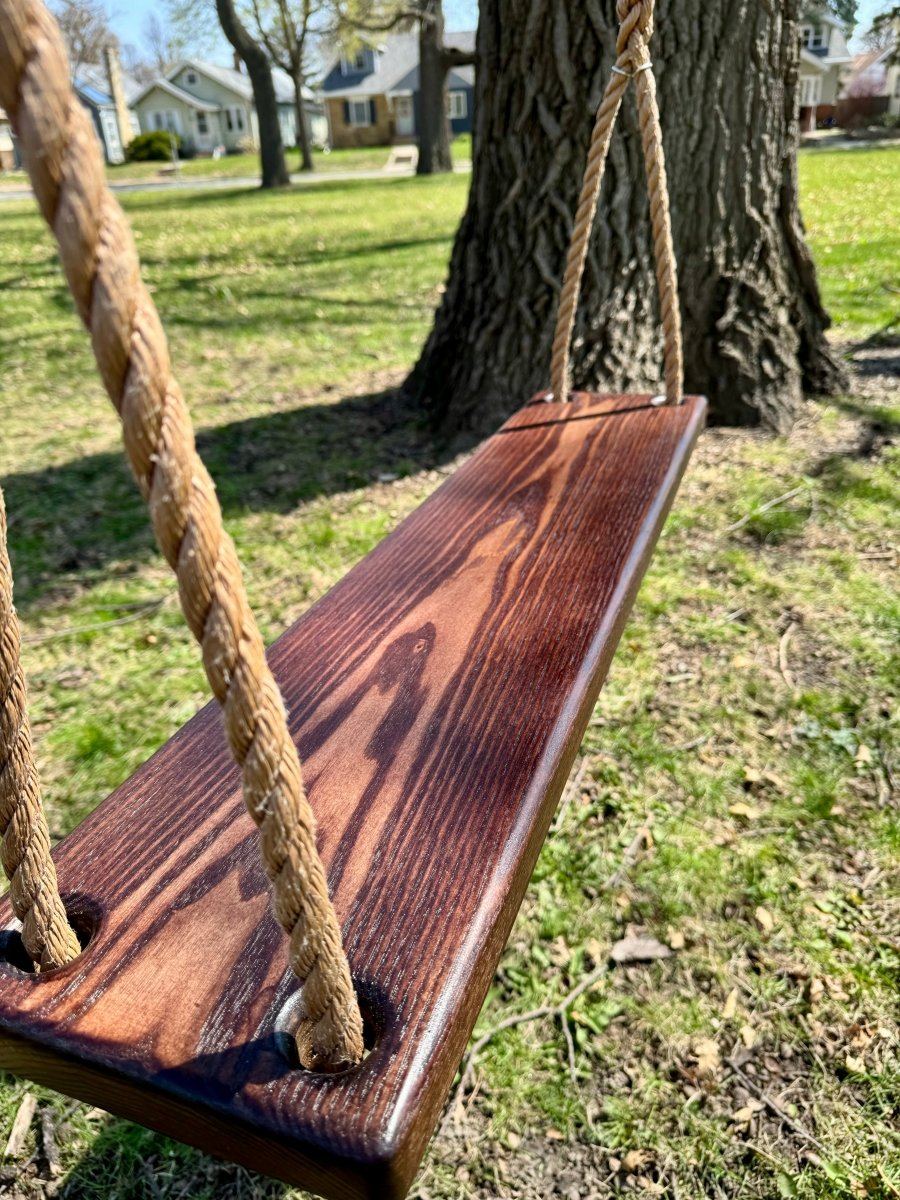 Walnut Stained Classic Bench Swing – Bee Like Kids