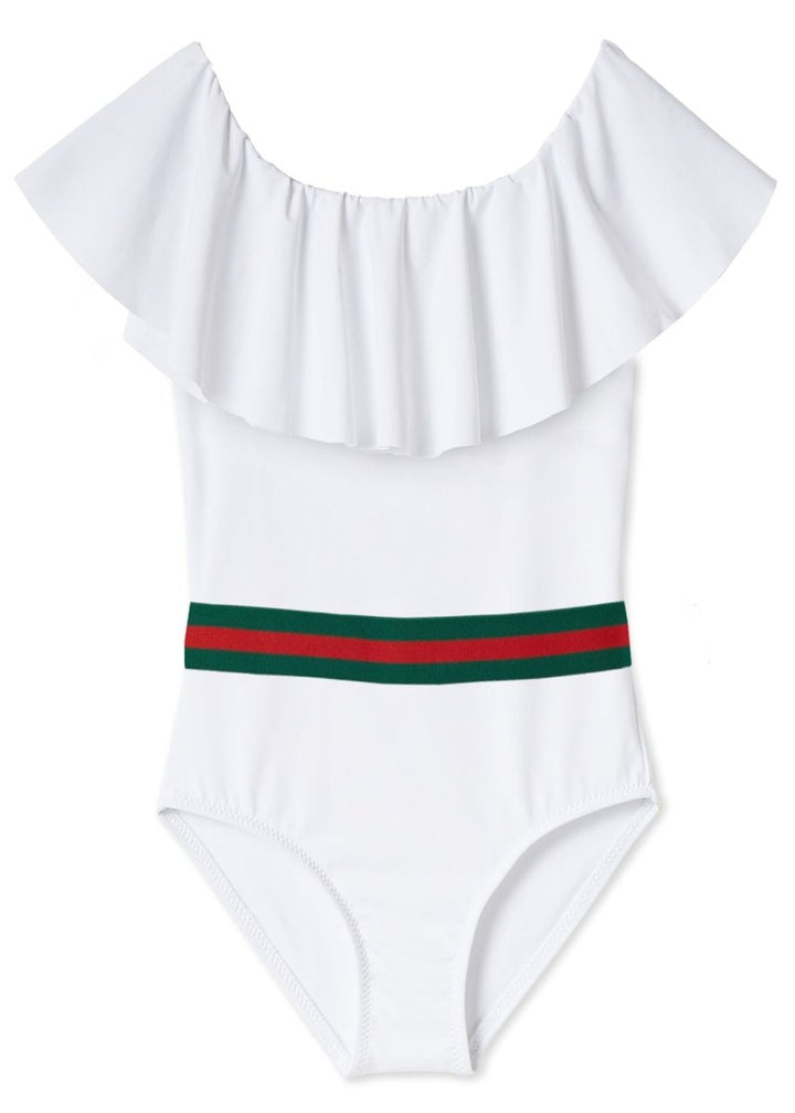 White Swimsuit with Belt