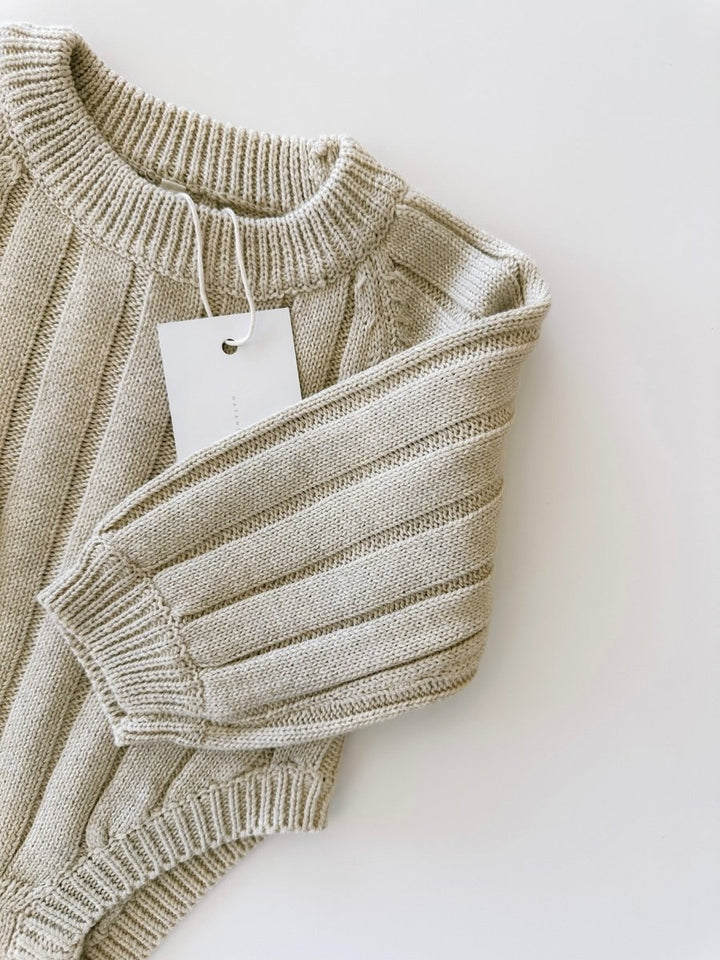 Wide Ribbed Knit Onesie - Biscotti