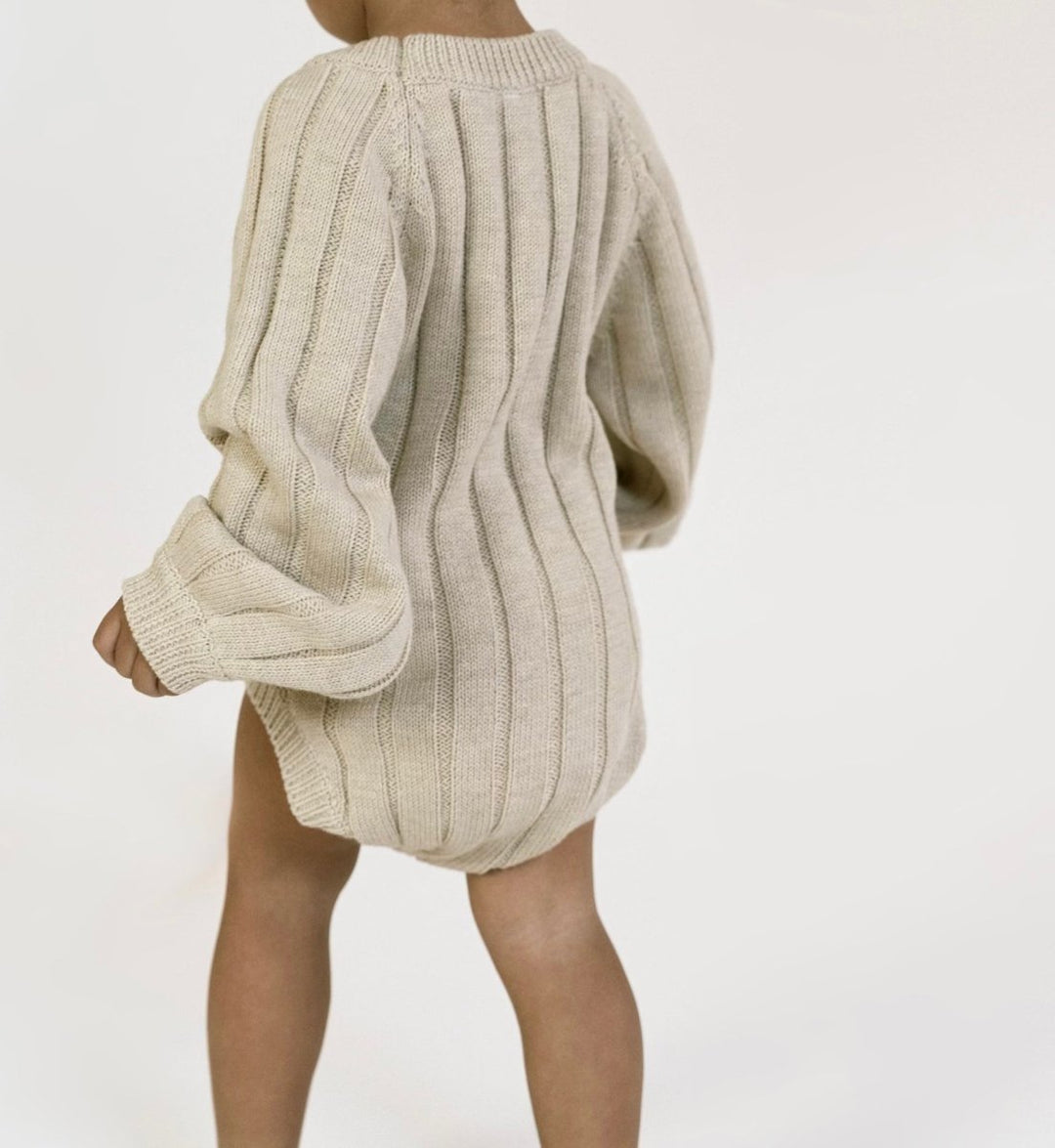 Wide Ribbed Knit Onesie - Biscotti