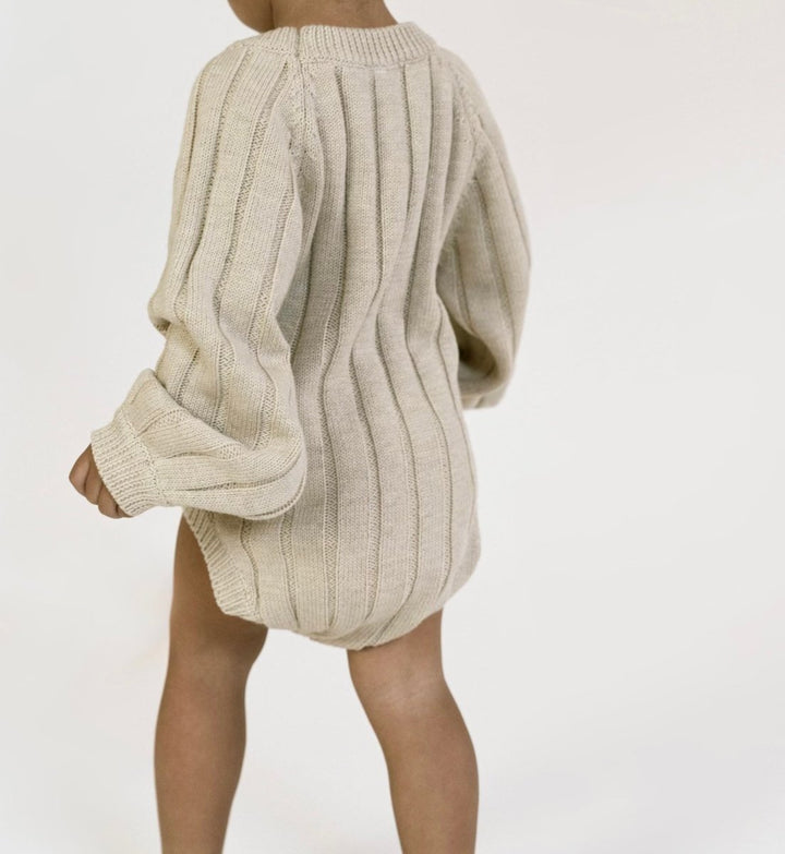 Wide Ribbed Knit Onesie - Biscotti