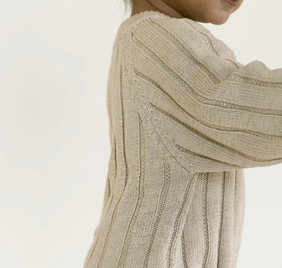 Wide Ribbed Knit Onesie - Biscotti