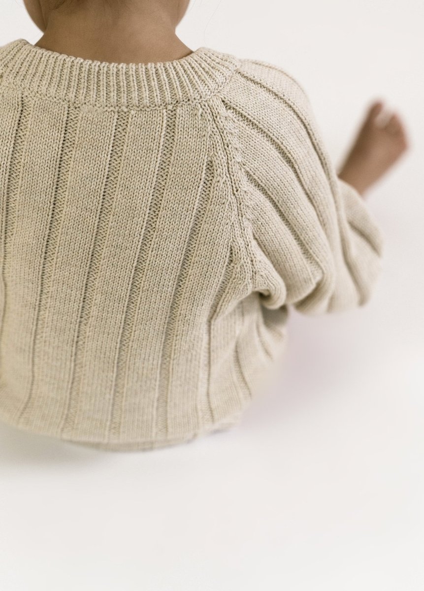 Wide Ribbed Knit Onesie - Biscotti