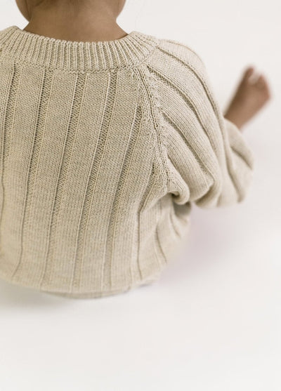 Wide Ribbed Knit Onesie - Biscotti