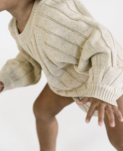 Wide Ribbed Knit Onesie - Biscotti