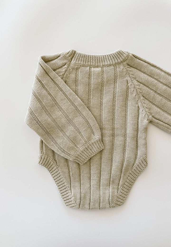 Wide Ribbed Knit Onesie - Biscotti