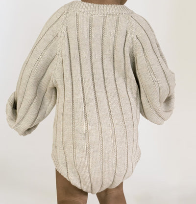 Wide Ribbed Knit Onesie - Biscotti