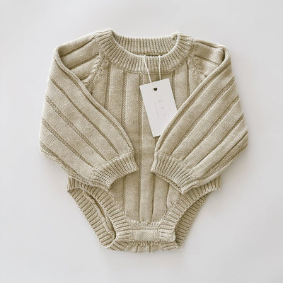 Wide Ribbed Knit Onesie - Biscotti