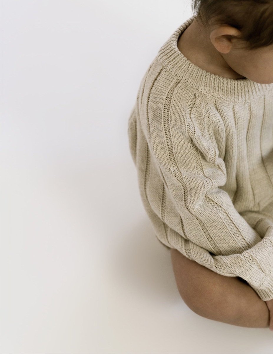 Wide Ribbed Knit Onesie - Biscotti